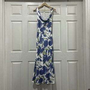 Blue and White Floral Maxi Dress- SIZE 2-NEW WITH TAGS